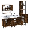 vidaXL 4-Piece Smoked Oak Bathroom Furniture Set - Modern Engineered Wood Vanity with Mirror/Sink/Cabinet Storage - 4 of 4