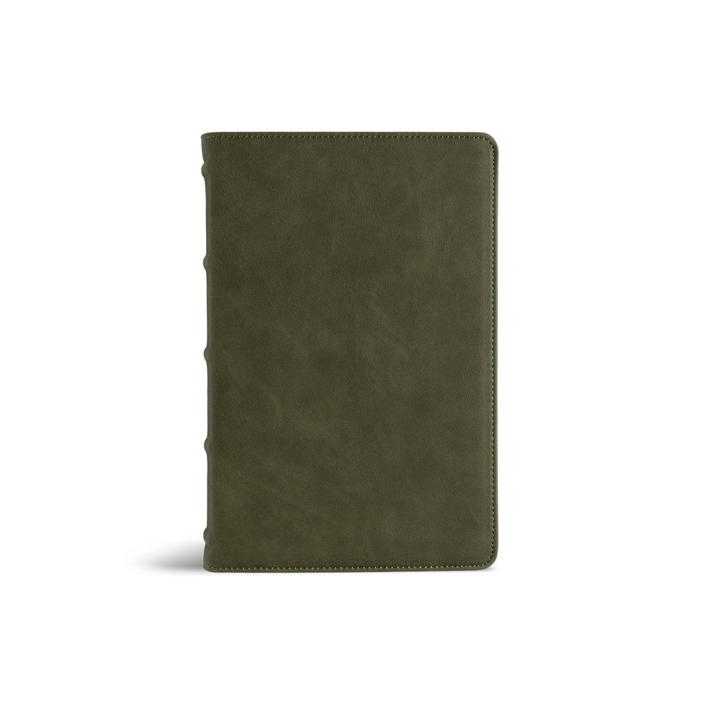 CSB Large Print Personal Size Reference Bible, Optimal Type, Holman Handcrafted Collection, Marbled Olive Premium Calfskin - (Leather Bound)