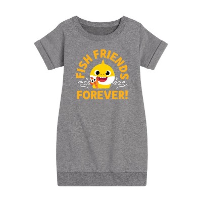 - Baby Shark - Fish Friends Forever Graphic Short Sleeve Fleece Dress