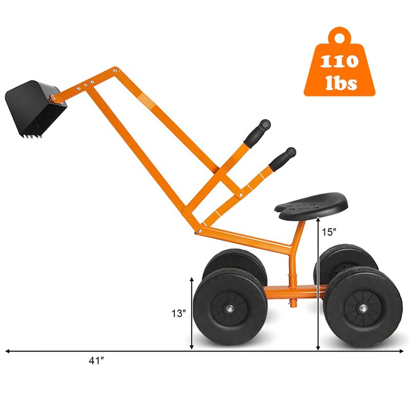 Costway Heavy Duty Kid Ride-on Sand Digger Digging Scooper Excavator for Sand Toy, 3 of 9