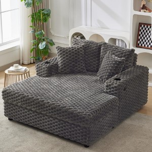 Upholstered Cozy Reading Chair with Throw Pillows and Armrests, Comfy Large Modern Sleeper Chair Couch Sofa Bed for Living Room, Bedroom - 1 of 4