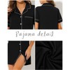 cheibear Women's Notched Collar Button Down Pajama Shirt Dress with Pocket - 4 of 4