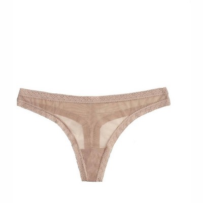 Women's Mesh Lace Trim Thong Panty - Blush Lingerie