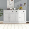The Misty Moon Kitchen Sideboard Storage Buffet Cabinet with 2 Drawers & 4 Doors Adjustable Shelves for Dining Room, Living Room (Antique White) - 2 of 4