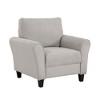 Textured Fabric Upholstered Chair with Foam Padding, Attached Cushions, Welt Trim and Exposed Wood Feet - 3 of 4