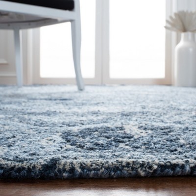 Blue Hand-Tufted Wool Rectangular Area Rug 6' x 9'