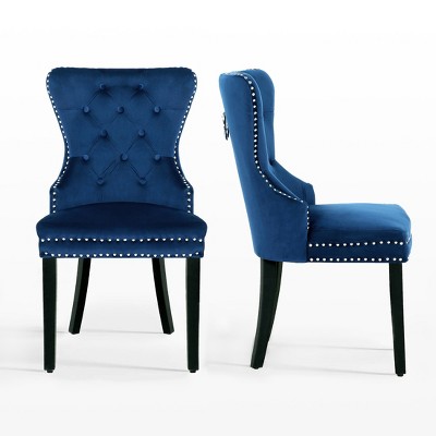 WestinTrends  Velvet Upholstered Tufted Dining Chairs (Set of 2)