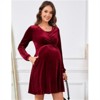 BLUEMING Women's Velvet Maternity Wrap Dress - Discreet Nursing Access & Adjustable Silhouette for Cherished Moments - 3 of 4