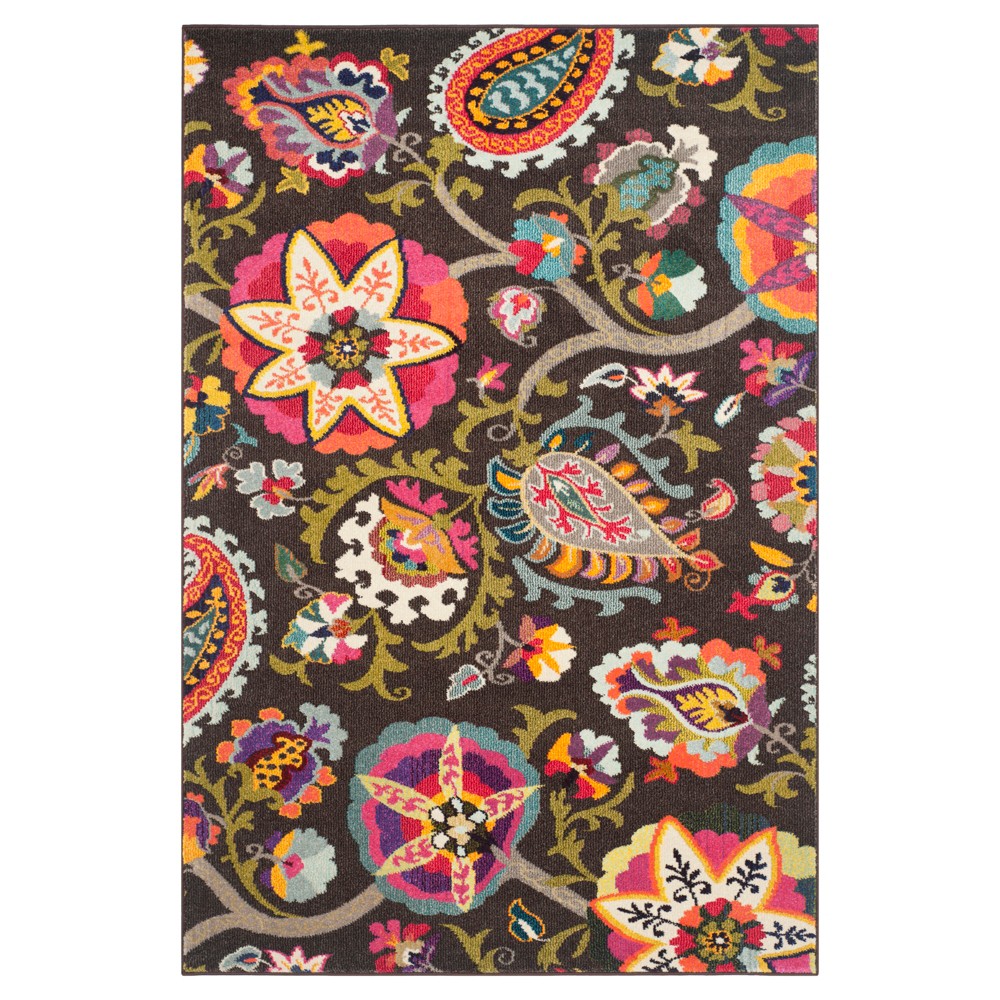 6'7in X9'1in Floral Area Rug Brown/Pink - Safavieh