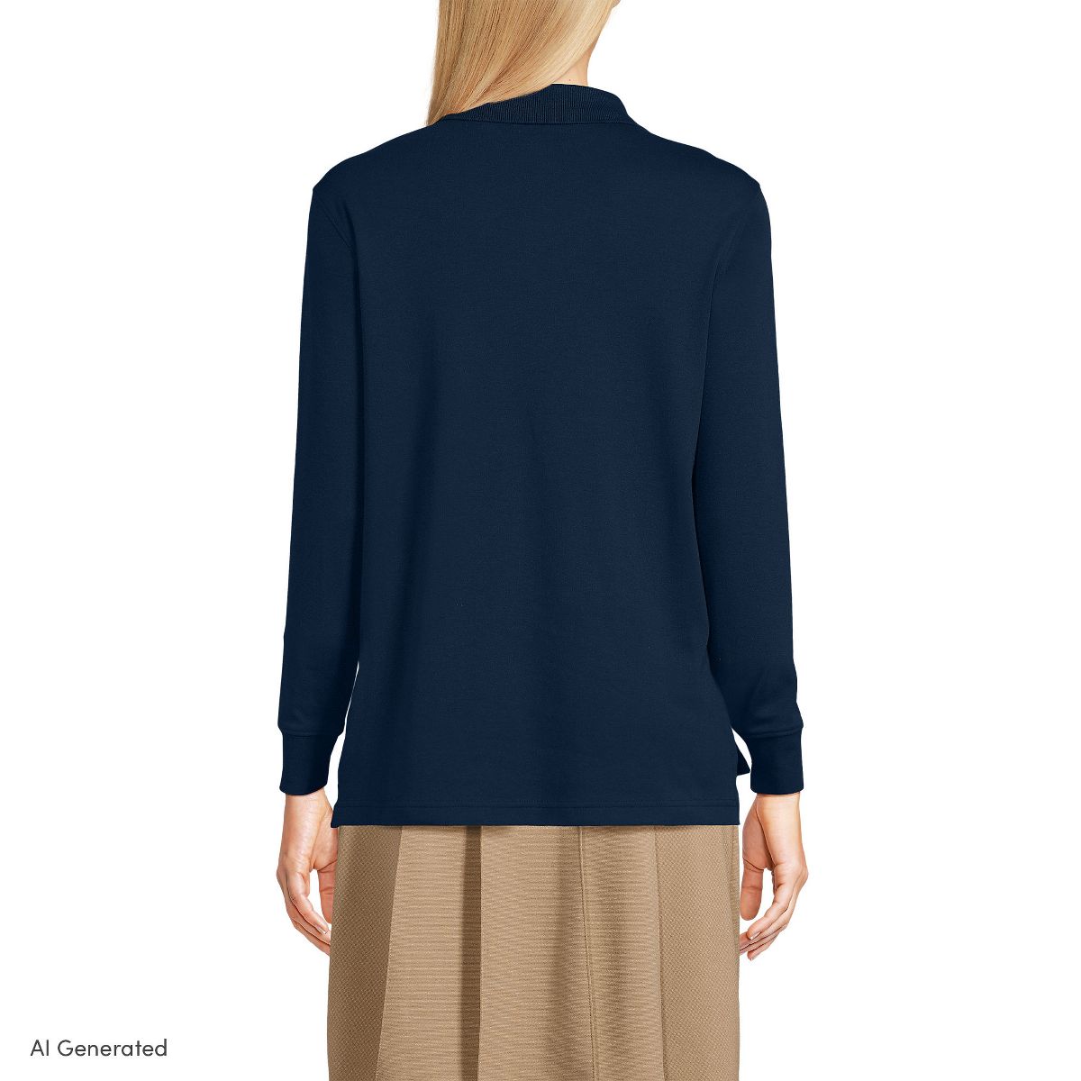 Lands' End School Uniform Women's Long Sleeve Interlock Polo Shirt - thumbnail 10