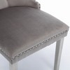 Set of 2 Gray Tufted Solid Wood Contemporary Velvet Upholstered Dining Chair with Chrome Stainless Steel Plating Legs and Nailhead Trim - 4 of 4
