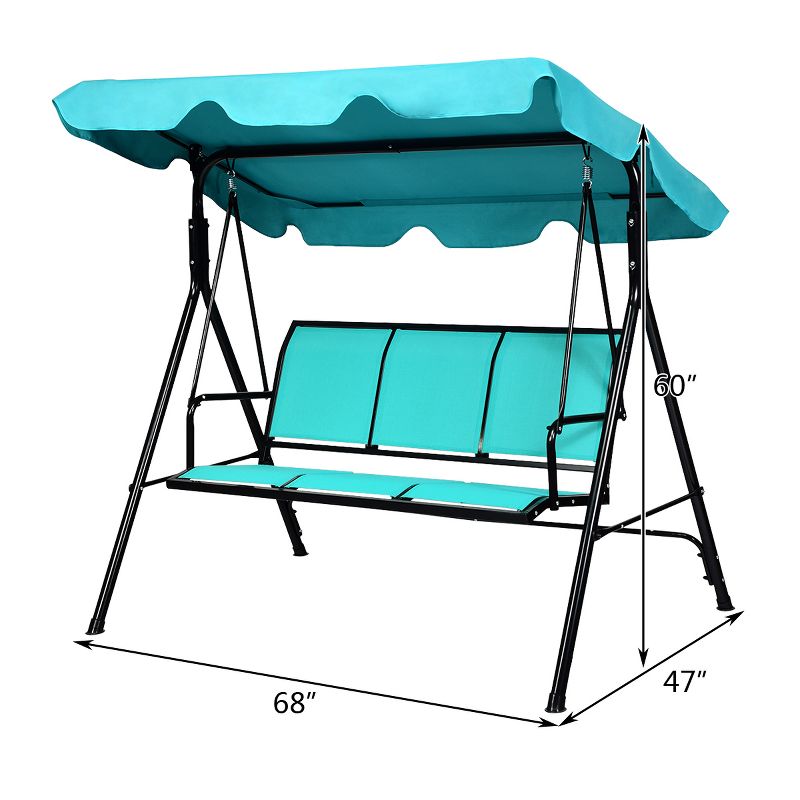 Costway 3 Person Patio Swing Canopy Yard Furniture, 2 of 12