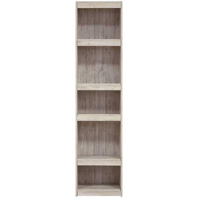 Adjustable White Wood Transitional Bookcase with Cubes