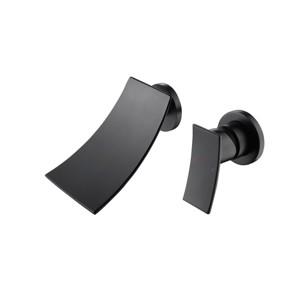 ChicFurnit Bathroom Sink Faucet Wall Mount Waterfall Spout Precision Control for Contemporary Sinks, Black, 12.4"*10.2"*5.1" - 1 of 4