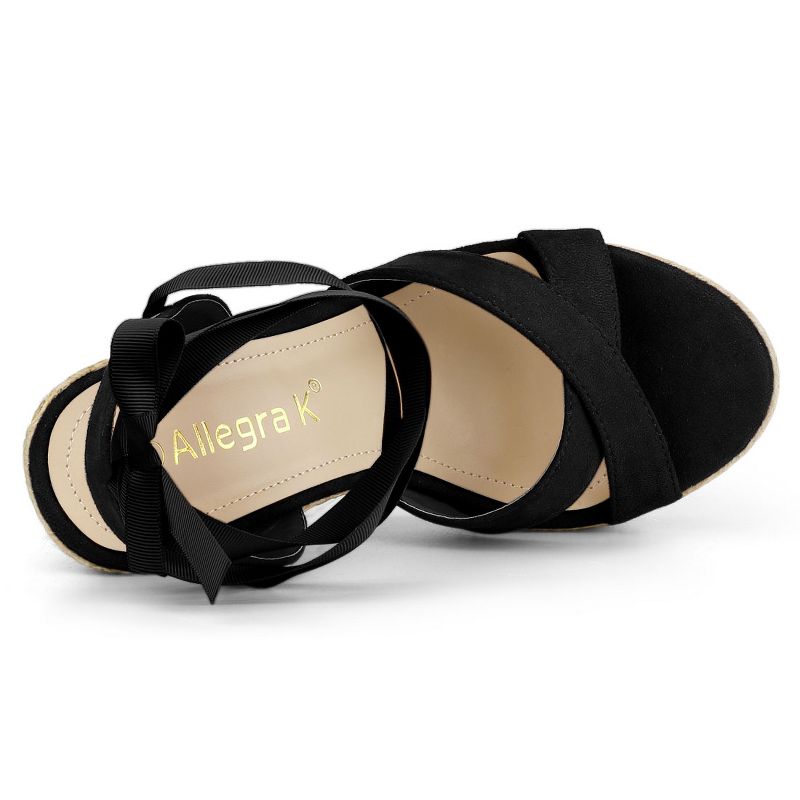Allegra K Women's Espadrille High Platform Lace Up Wedges Sandals, 4 of 8