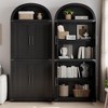 Coolmee Arched Bookshelf with Doors, Farmhouse Display Storage Shelves, 71.4in Tall Wooden Rounded Bookcases for Living Room, Kitchen, Office - 4 of 4