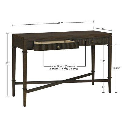 Kenna Dark Brown Wood and Metal Console Table with Storage