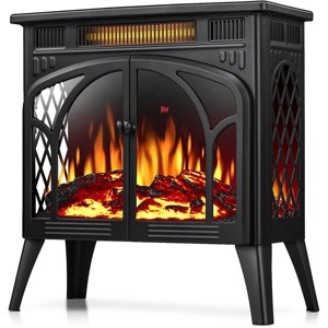 Kismile Electric Fireplace, Double Door Realistic Flame Effects Fireplace Heater Stove, Adjustable Brightness and Heating Mode - 1 of 4