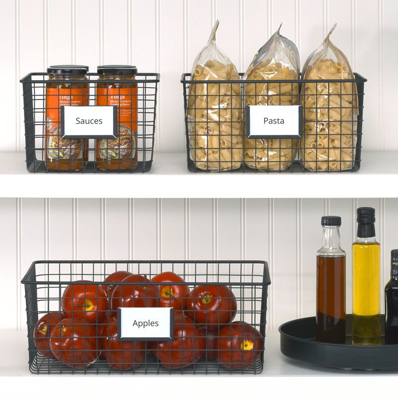 mDesign Small Steel Kitchen Organizer Basket - Label Slot, 3 of 10