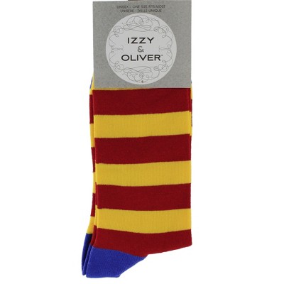 Novelty Socks 11.0" Bold Stripe Socks Yellow Unisex Bright Fun Enesco  -  Socks