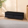 Zeus & Ruta 49.2" Velvet Upholstered Storage Ottoman Bench  for End of Bed with Metal Legs - 2 of 4
