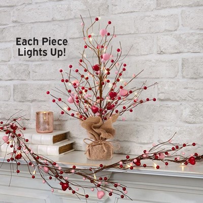 The Lakeside Collection Valentine Tree LED Lighted with Pink and Red Hearts