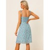 Allegra K Women's Summer Spaghetti Strap Smocked Floral A-Line Sundresses - 4 of 4