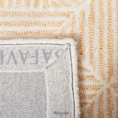 Handmade Gold and Ivory Abstract Wool Square Rug - 6'