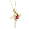 Pompeii3 1/4CT Ruby & Diamond Cross Pendant & Chain 14K Yellow Gold 3/4" Tall - 2 of 4