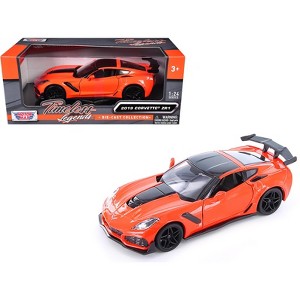 2019 Chevrolet Corvette ZR1 Orange with Black Accents 1/24 Diecast Model Car by Motormax - 1 of 4