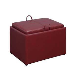 Accent Storage Ottoman Burgundy Faux Leather - Breighton Home