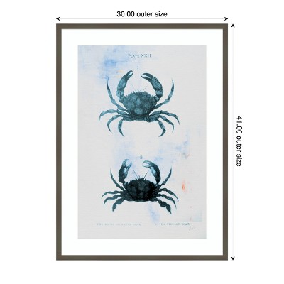 Blue Bay IV Vintage Crab Illustration Wood Framed Print