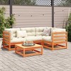 vidaXL 5 Piece Patio Sofa Set - Outdoor Modular Sectional with Cushions/Brown Pine Wood/Ideal for Patio/Garden/Backyard - 3 of 4