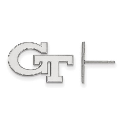 Black Bow Jewelry 10k White Gold Georgia Tech Yellow Jackets NCAA Post Earrings