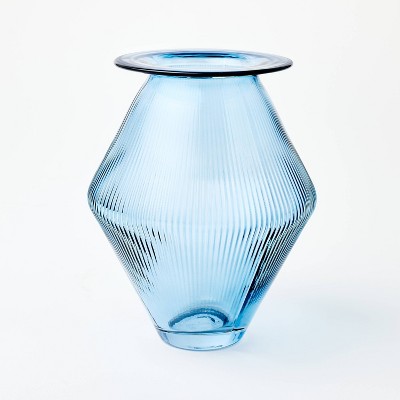 Modern Blue Wave Glass Vase  Glass vase decor, Blue glass vase