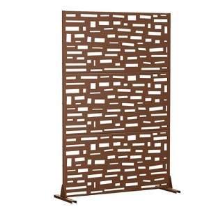 PexFix 72 in. H x 47 in. W Outdoor Metal Privacy Screen Bricks Pattern in Brown - 1 of 4