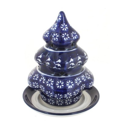 Blue Rose Polish Pottery Winter Nights Christmas Tree Luminary