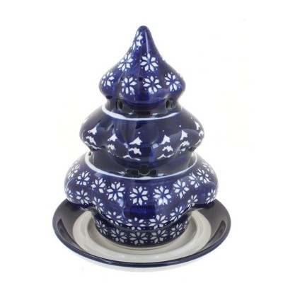 Blue Rose Polish Pottery Winter Nights Christmas Tree Luminary