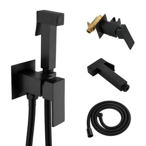 Cobbe Wall Mounted Adjustable Temperature Handheld Bidet Sprayer for Toilet Bathroom Toilet Bidet Attachment Set for Hygienic Cleaning Matte Black - 1 of 4