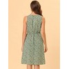 Allegra K Women's Floral Split Neck Drawstring Waist Sleeveless A-Line Summer Midi Dress - 4 of 4