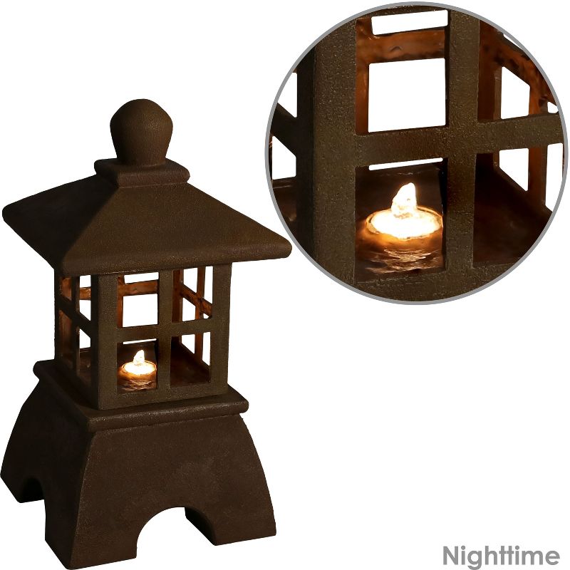 Sunnydaze 23"H Electric Resin Zen Lantern Outdoor Water Fountain with LED Lights, 5 of 12