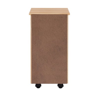 Natural Wood 6-Drawer Rolling Storage Cart