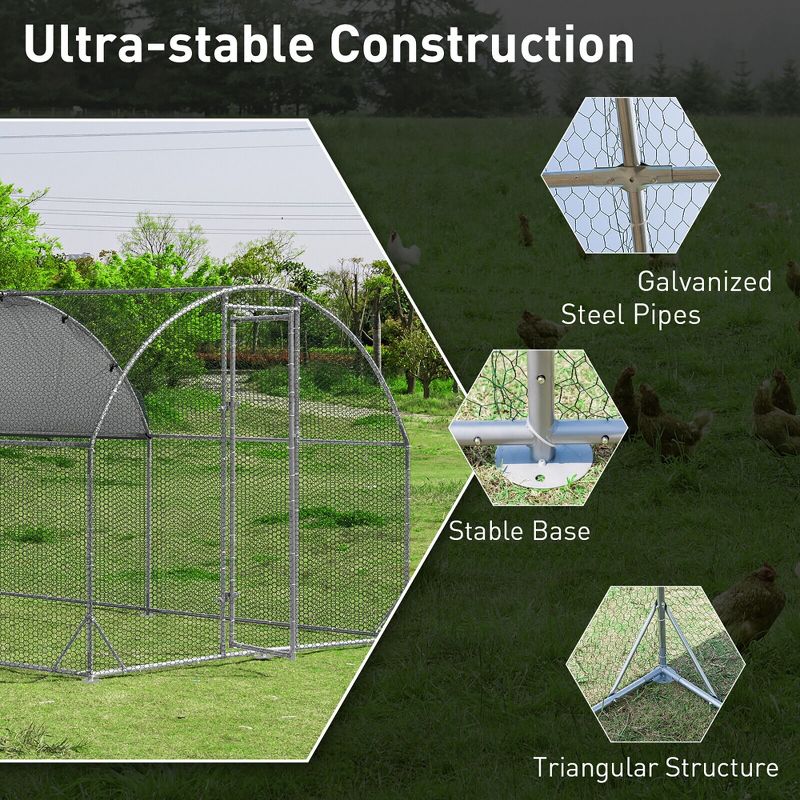 Tangkula Large Metal Chicken Coop Outdoor Galvanized Dome Cage w/ Cover 9 ft x 12.5 ft, 4 of 8