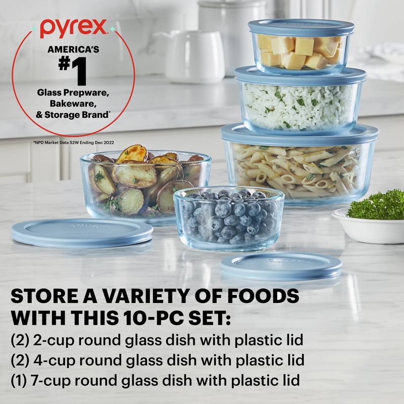 Pyrex&#174; Simply Store&#174;&#160;Tinted 10pc Lidded Round&#160; Storage Set Blue, 5 of 6