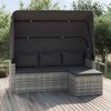 vidaXL 3-Seater Patio Sofa Set with Adjustable Roof, Footstool & Poly Rattan Finish in Gray - Weather-Resistant Outdoor Lounger - 2 of 4
