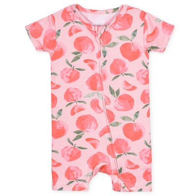 Image of Gerber Buttery-Soft Snug Fit Short Sleeve Romper - Just Peachy - 18 Months