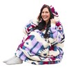 Women's Southwest Pattern Fleece Blanket Hoodie Sweatshirt, Super Soft Fuzzy Cozy Snuggie Wearable Blanket Hoodie, Gift for Woman Man - Catalonia - 3 of 4