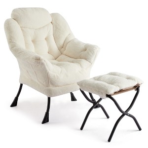 Lazy Chair with Ottoman, Modern Lounge Accent Chair,Leisure Sofa Armchair,Reading Armchair with Side Pocket for Living Room, Bedroom, Dorm & Office - 1 of 4
