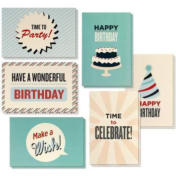 Best Paper Greetings 48 Pack Assorted Retro Party Design Happy Birthday Greeting Cards Bulk Sets with Envelopes 4x6 in
