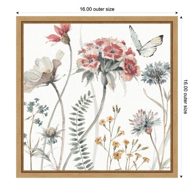 Lisa Audit Floral Watercolor Framed Canvas Wall Art 16" x 16"